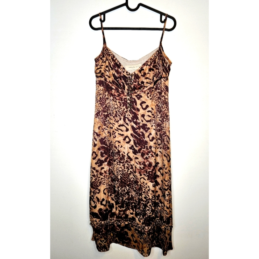 Y2K Karen Millen Silk Slip Midi Dress Sz 8 Animal Print Embellished Eyelets boho - Picture 3 of 15
